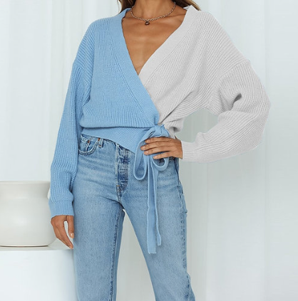 Brooklyn Cross-Tie V-neck Sweater