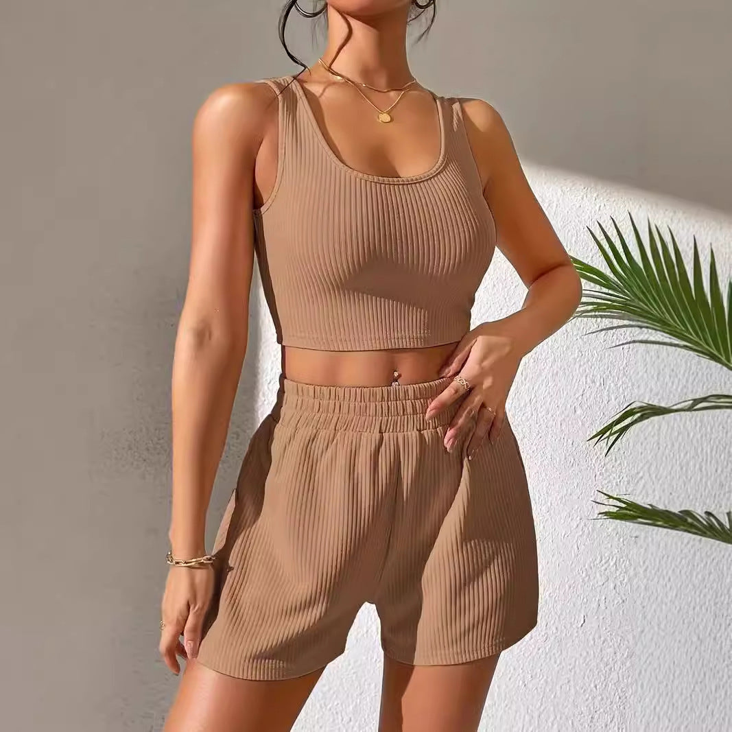 Fashion Casual Vest Shorts Set