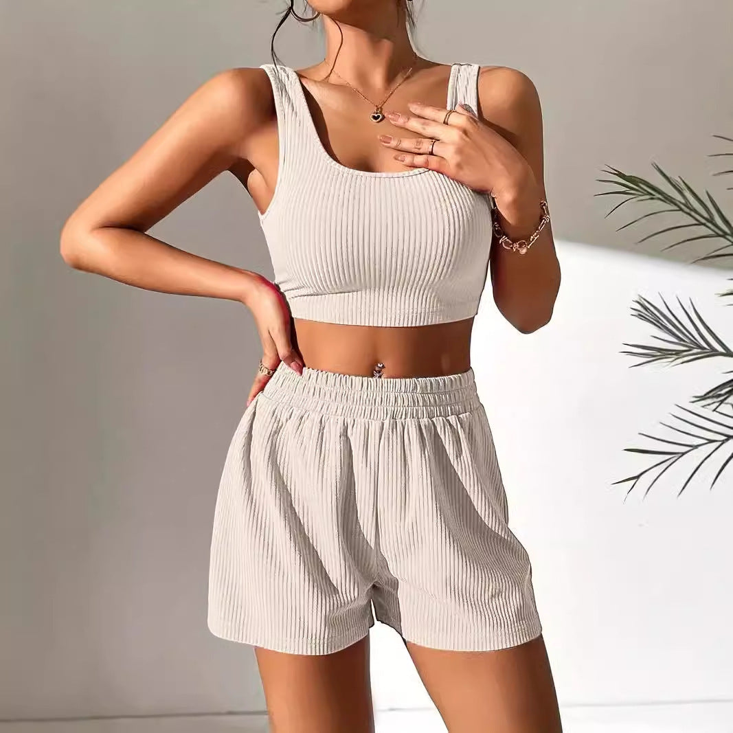 Fashion Casual Vest Shorts Set