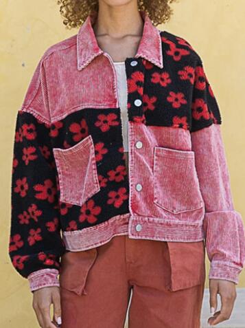 Corduroy Splicing Coat Fashion Color Contrast