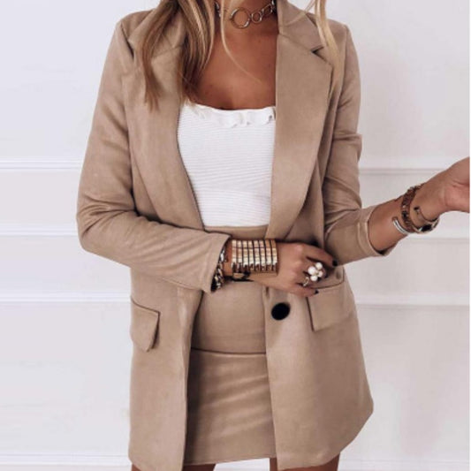 Women's Slim Fit Long Sleeve Suit Skirt