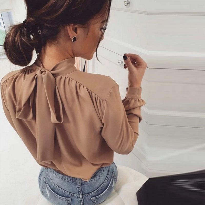 Satin Bow Tie Blouse