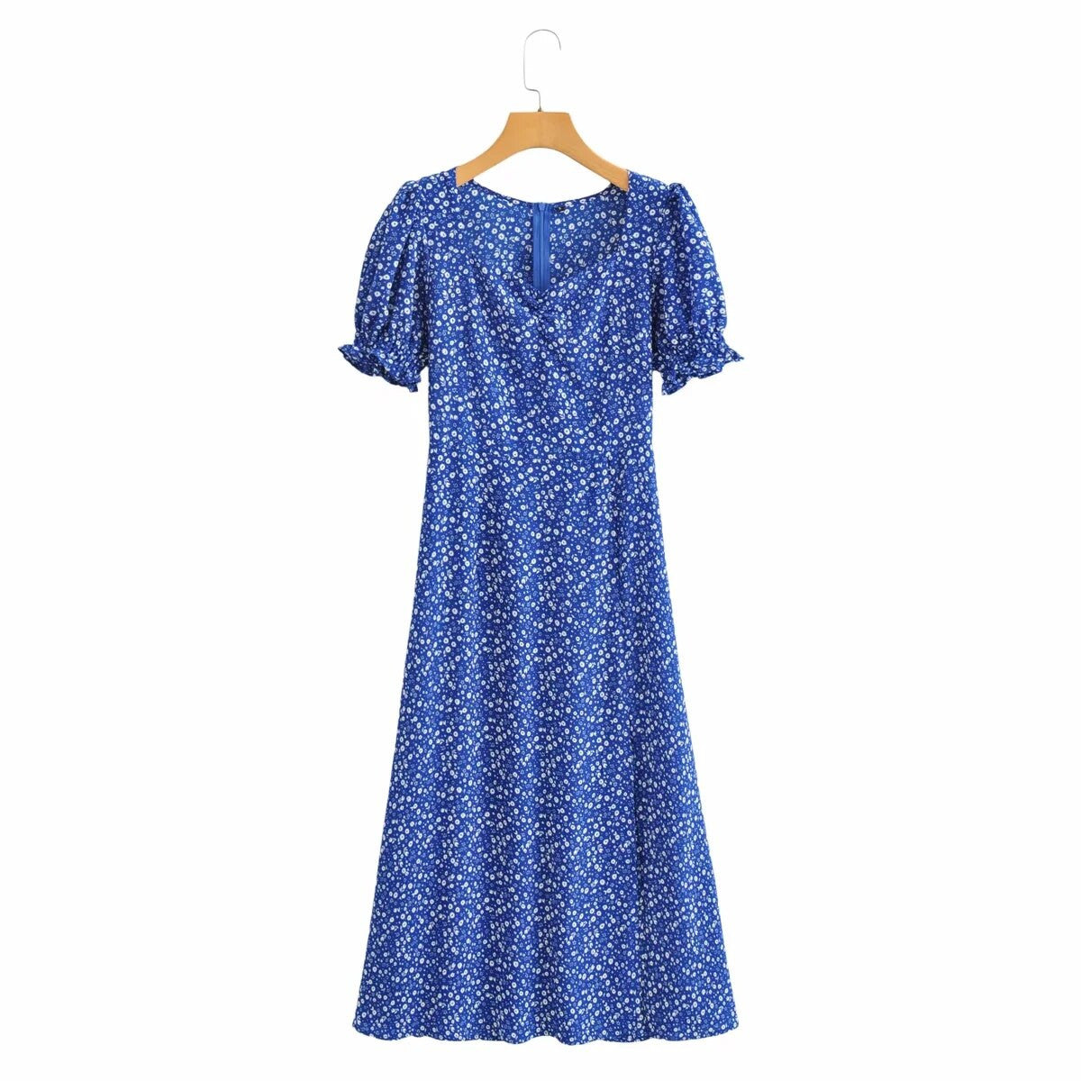 Vienna Women's Vintage Puff Sleeve Floral Dress Summer