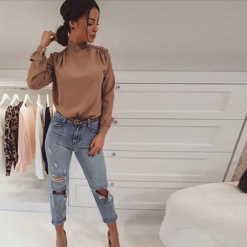 Satin Bow Tie Blouse