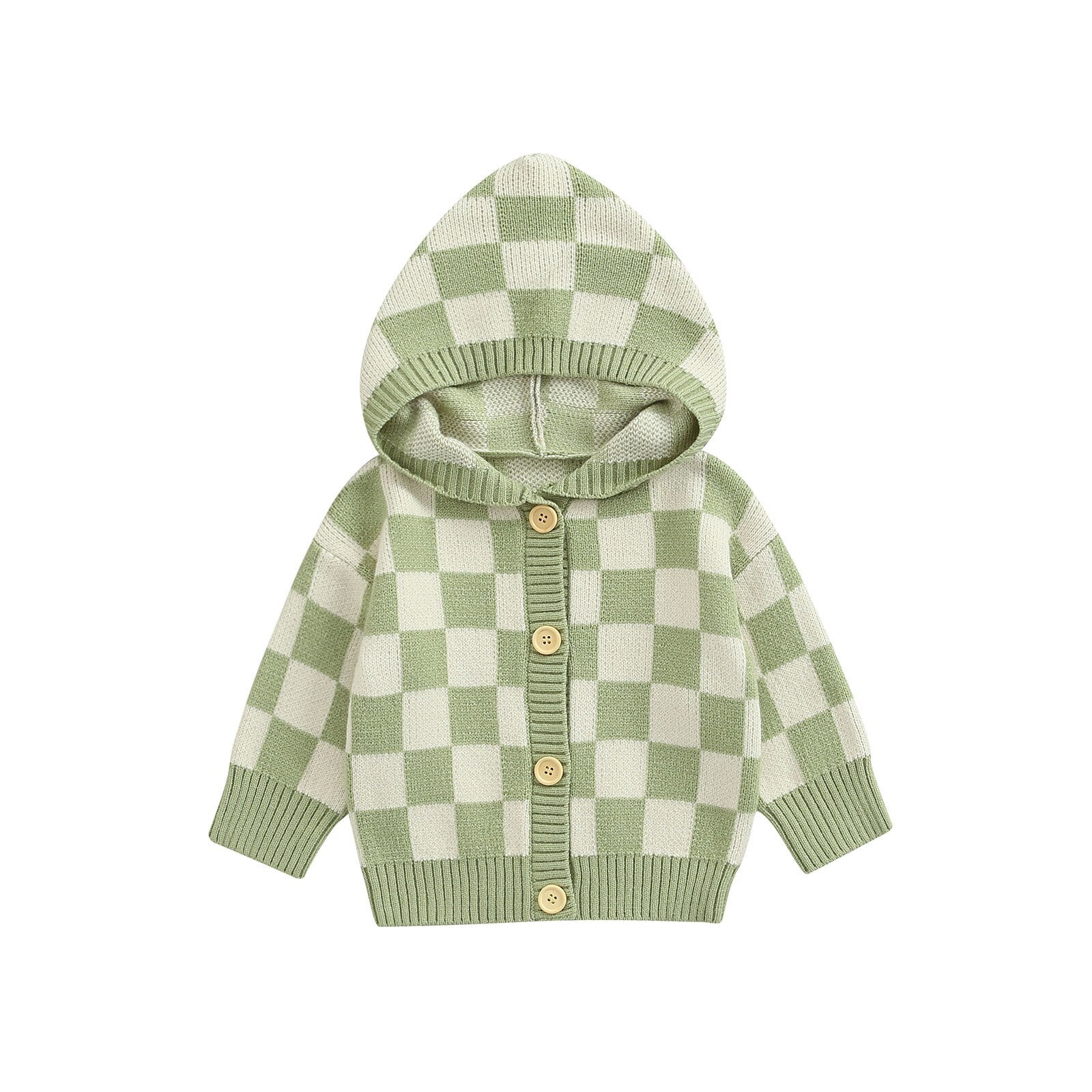Checked Toddler Girl Knit Sweater