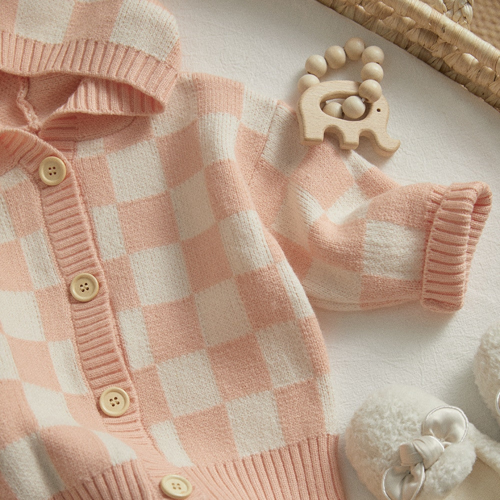 Checked Toddler Girl Knit Sweater