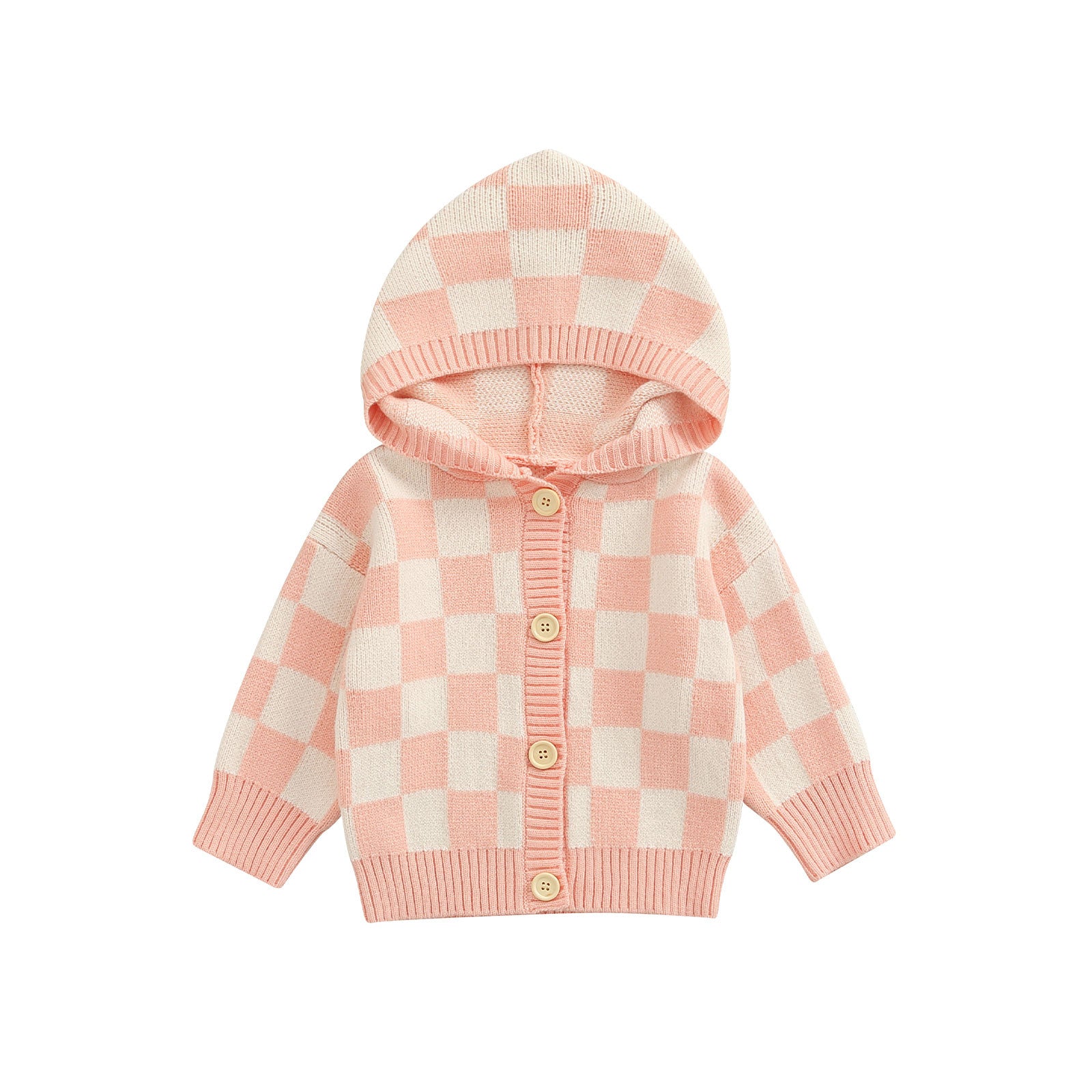 Checked Toddler Girl Knit Sweater