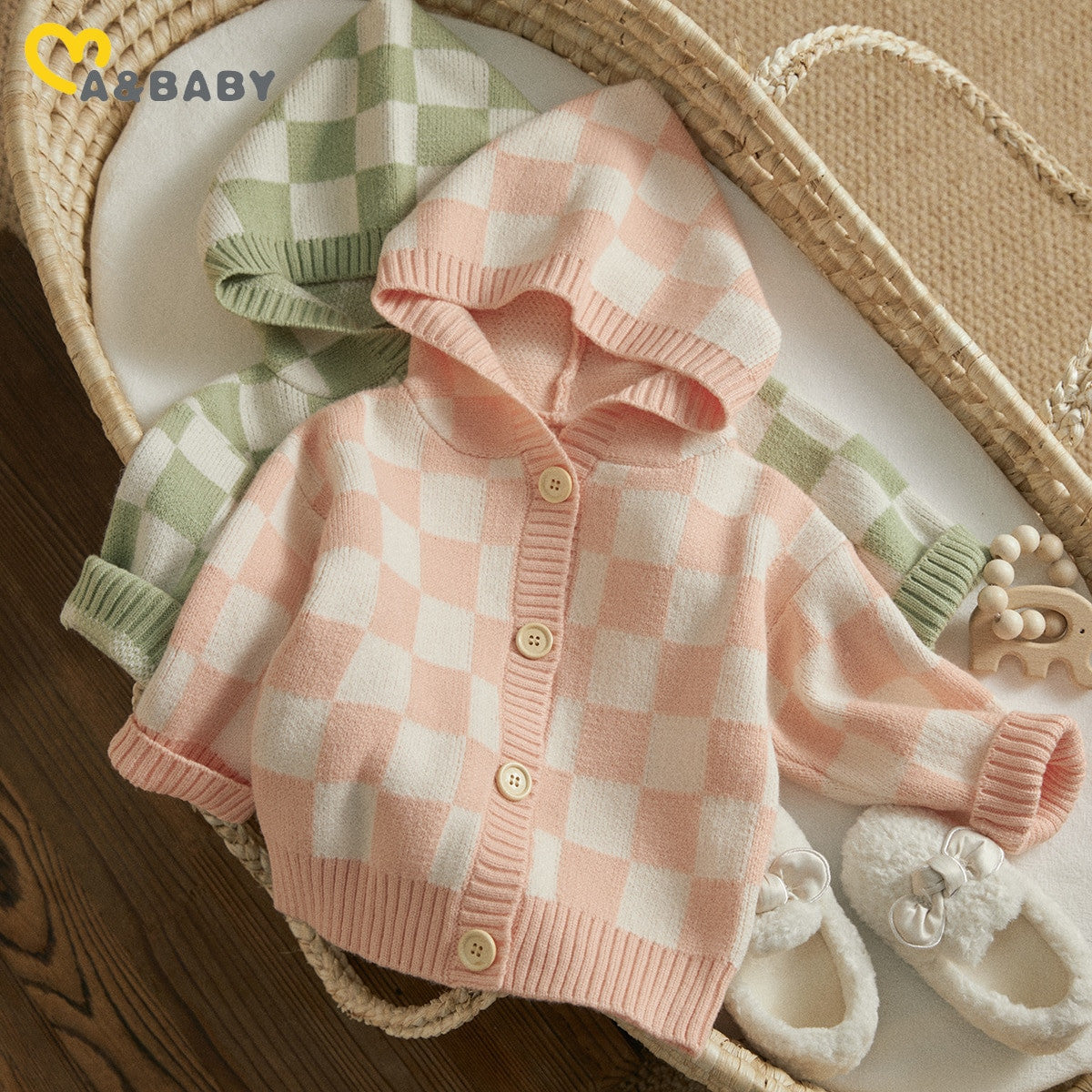 Checked Toddler Girl Knit Sweater